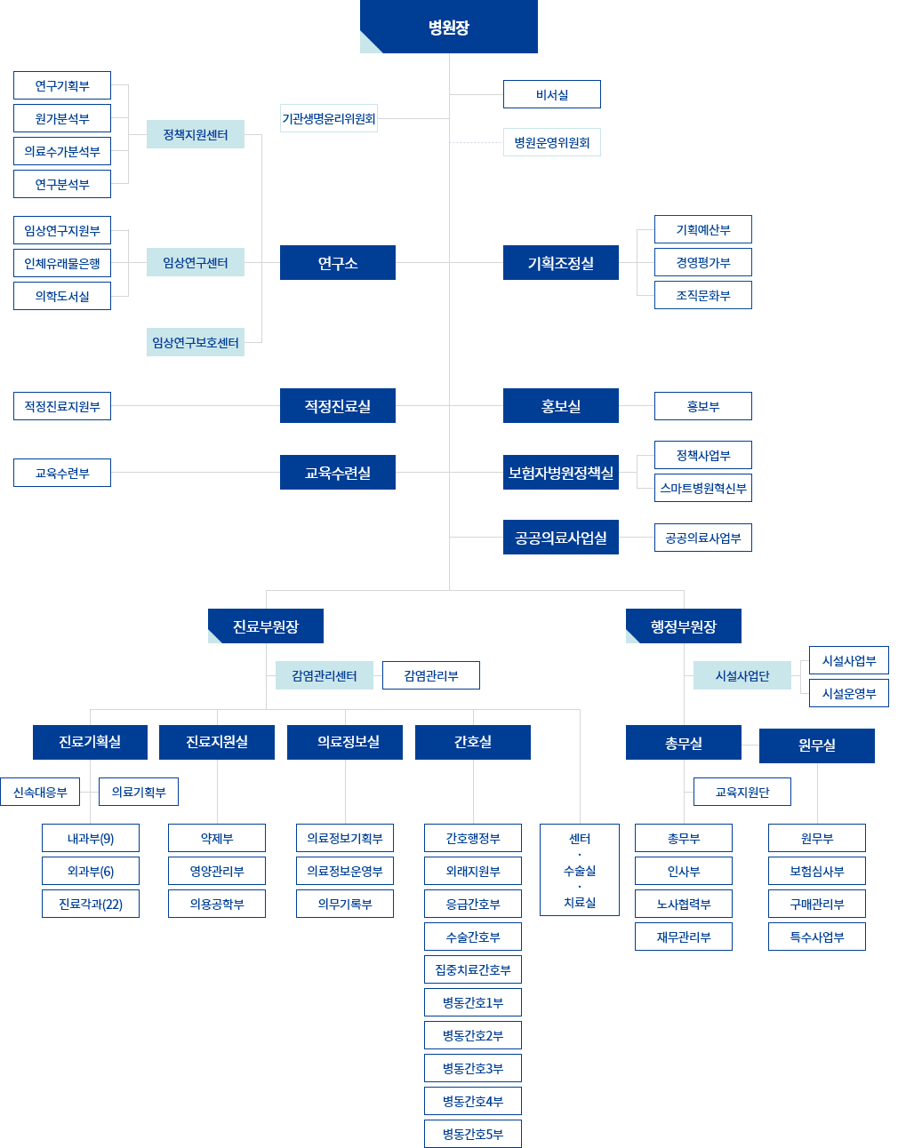 일산병원 조직도 현황